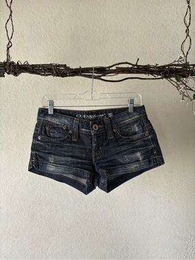 GUESS Women's Dark Wash Denim Jean Shorts - Faded Blue